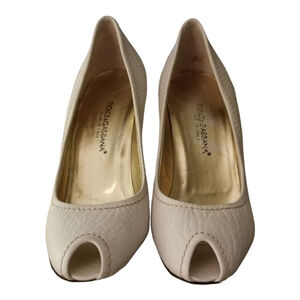 Authentic Dolce & Gabbana Ladies Cream Heels Shoes Size 37 EU /6.5-7 US